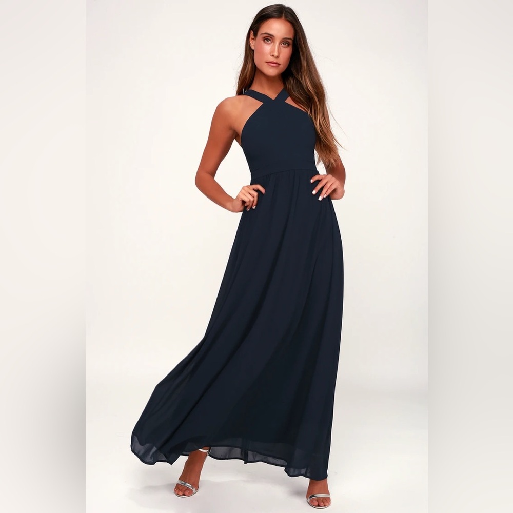Lulus Air of Romance Navy Blue Maxi Dress